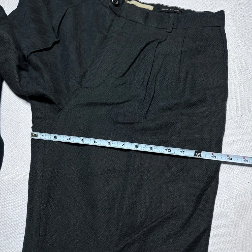 NEW Banana Republic Relaxed Wide Leg Pant 34x32 Pleated Linen Cotton Herringbone